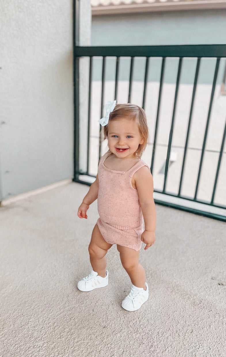 toddler Speckled Knit Bloomer -Peony