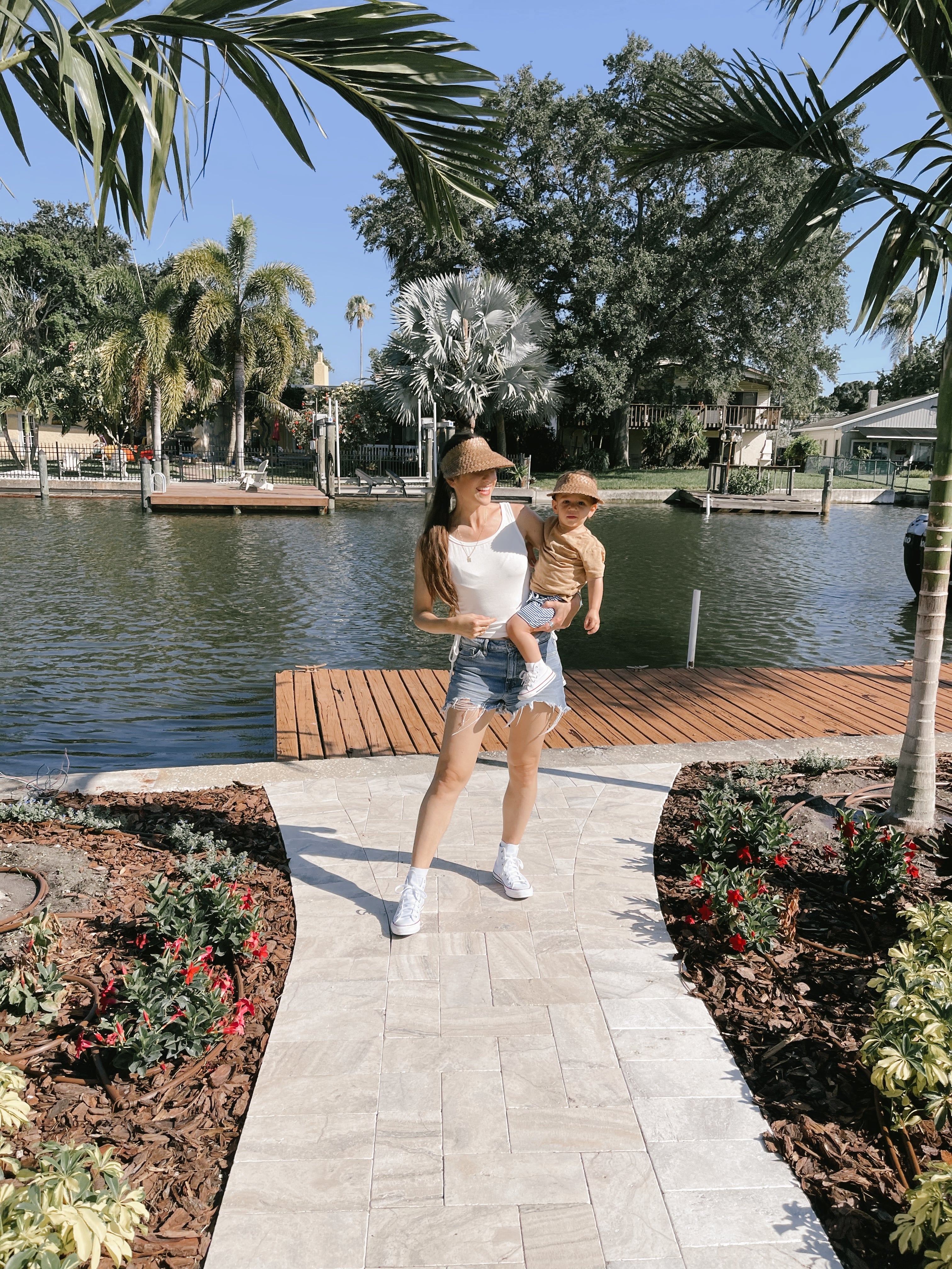 matching mama and toddler Straw Sun Visor