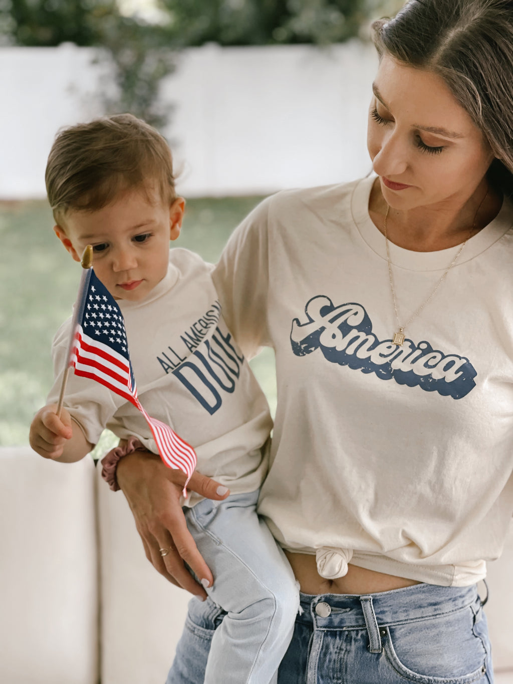 Matching Mommy & Me America shirts 