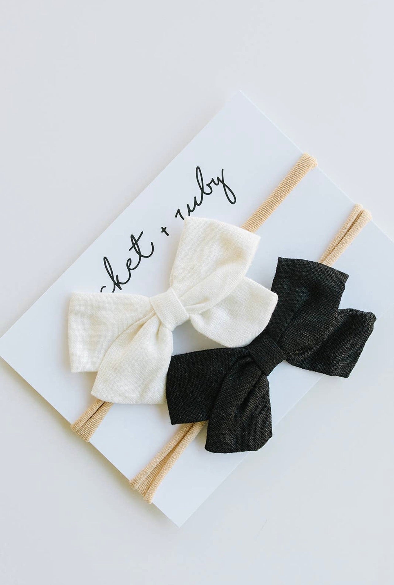 Linen Bow Headband Black & White