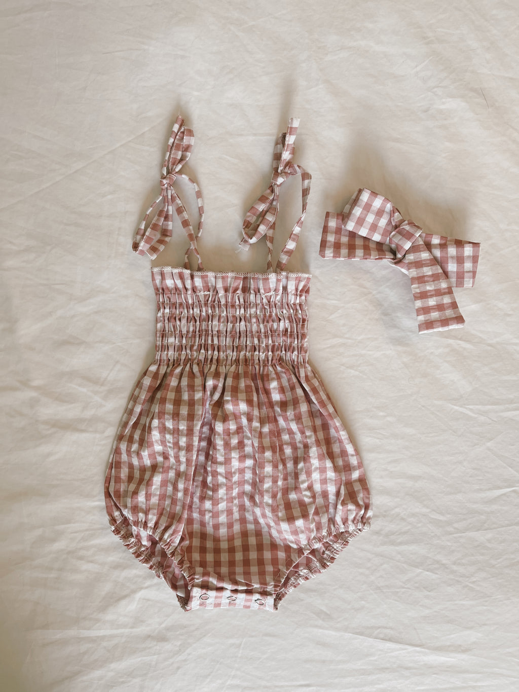 Smocked Gingham Romper