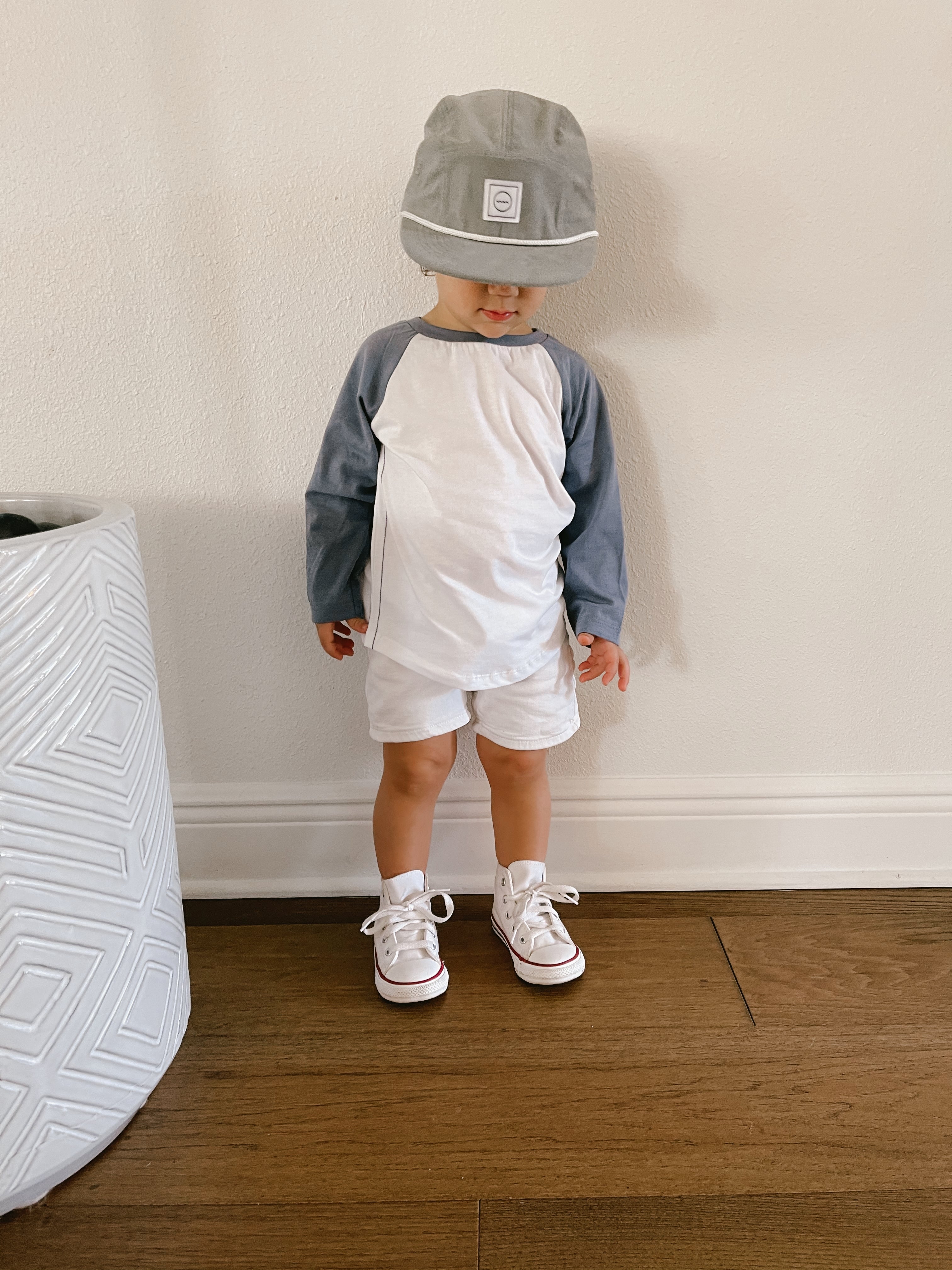 Corduroy Cloud Five-Panel Hat on boy toddler 