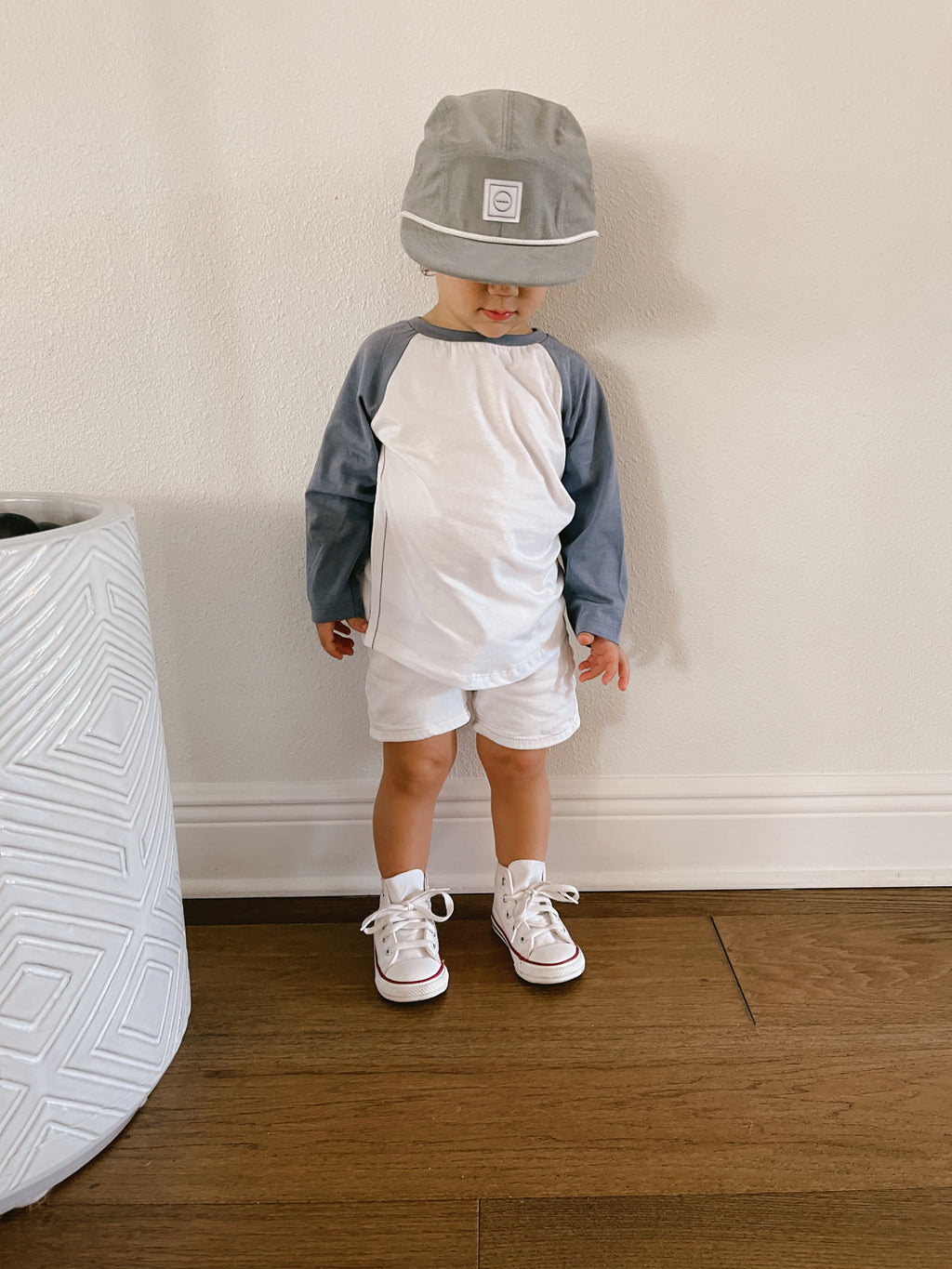Corduroy Cloud Five-Panel Hat on boy toddler 