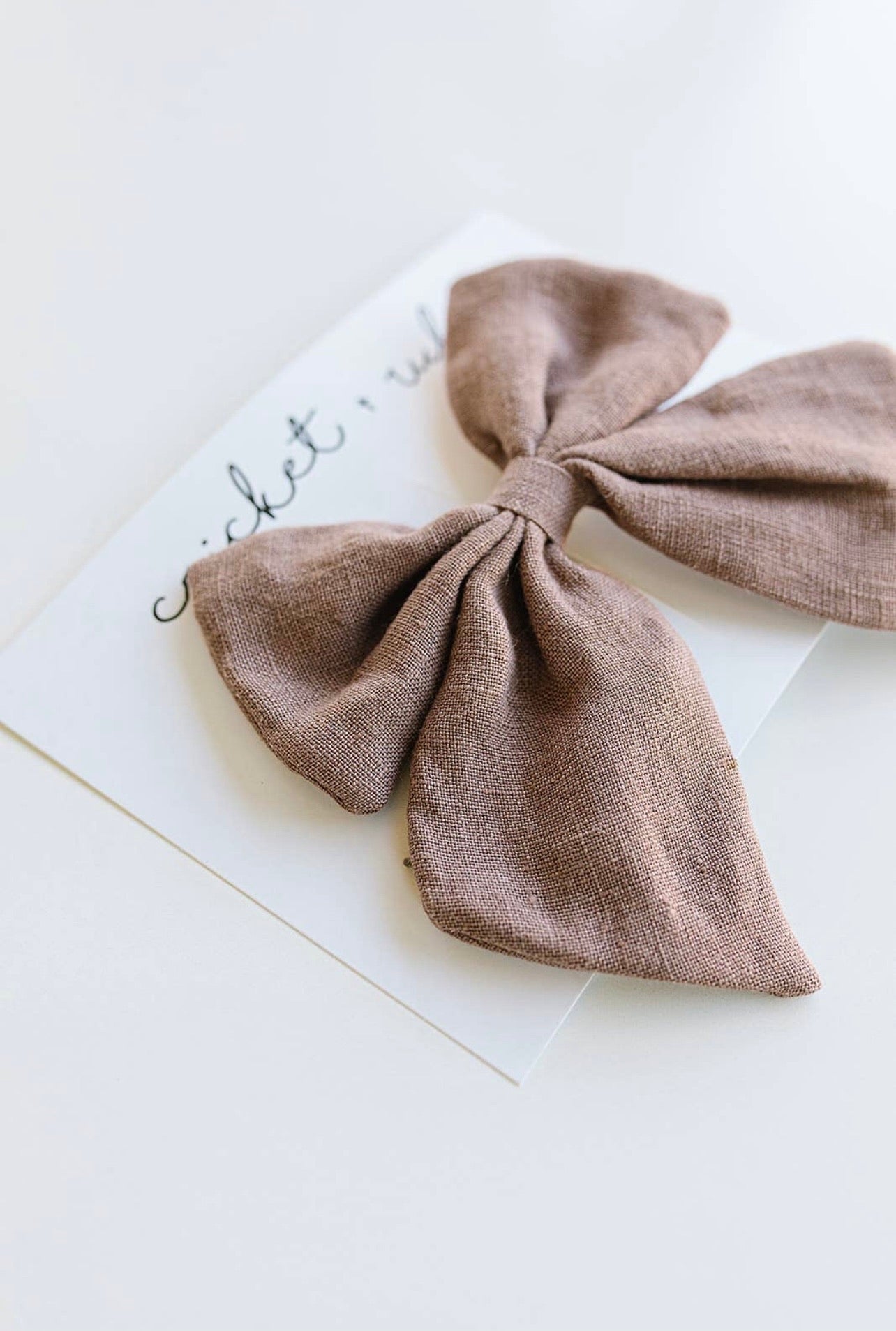 Oversized Linen Bow Clip - White