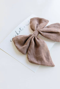 Oversized Linen Bow Clip - White