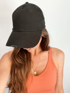 Distressed Black baseball hat no logo