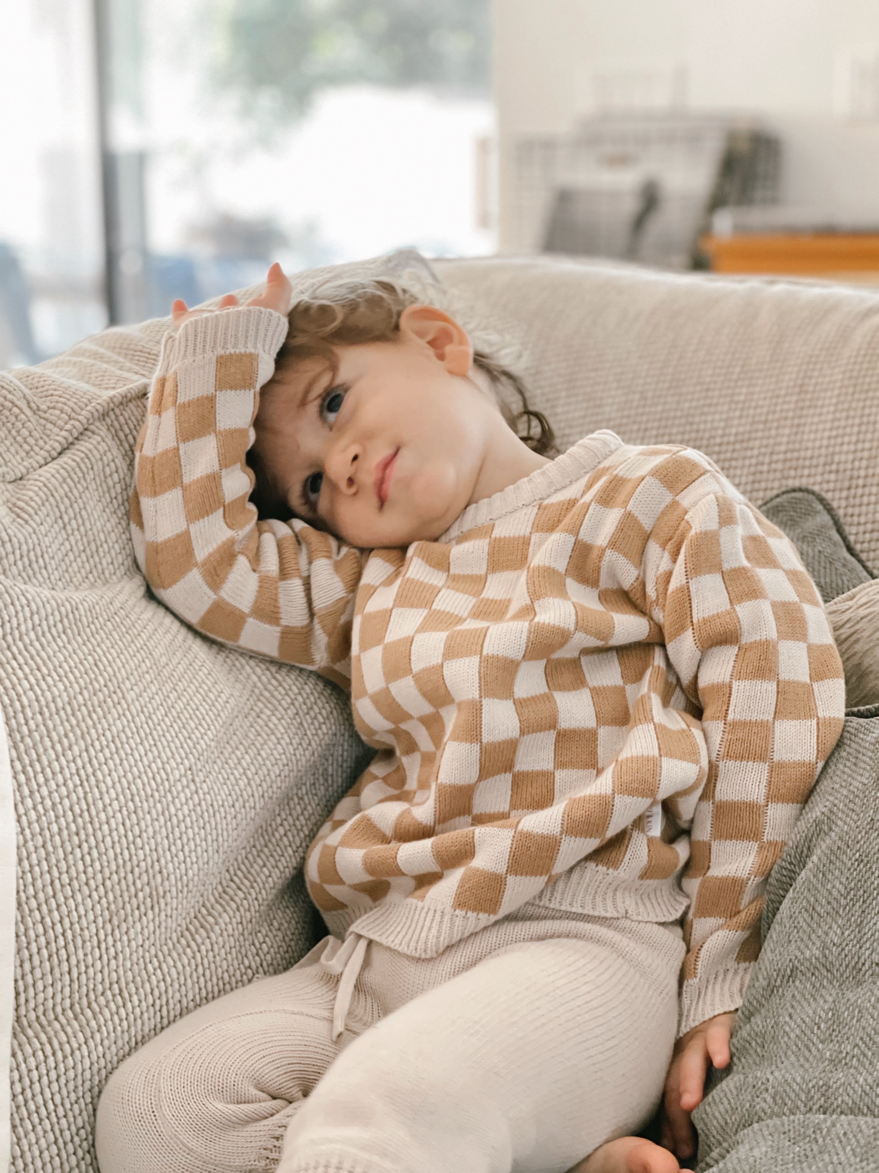 Checkered Knit Sweater