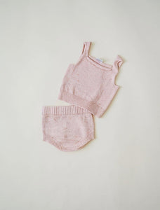 Speckled Knit Bloomer -Peony outfit for toddlers