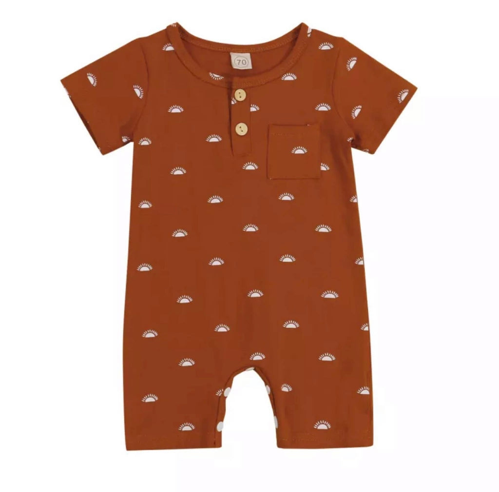 Terracotta Sunset Short Sleeve Romper